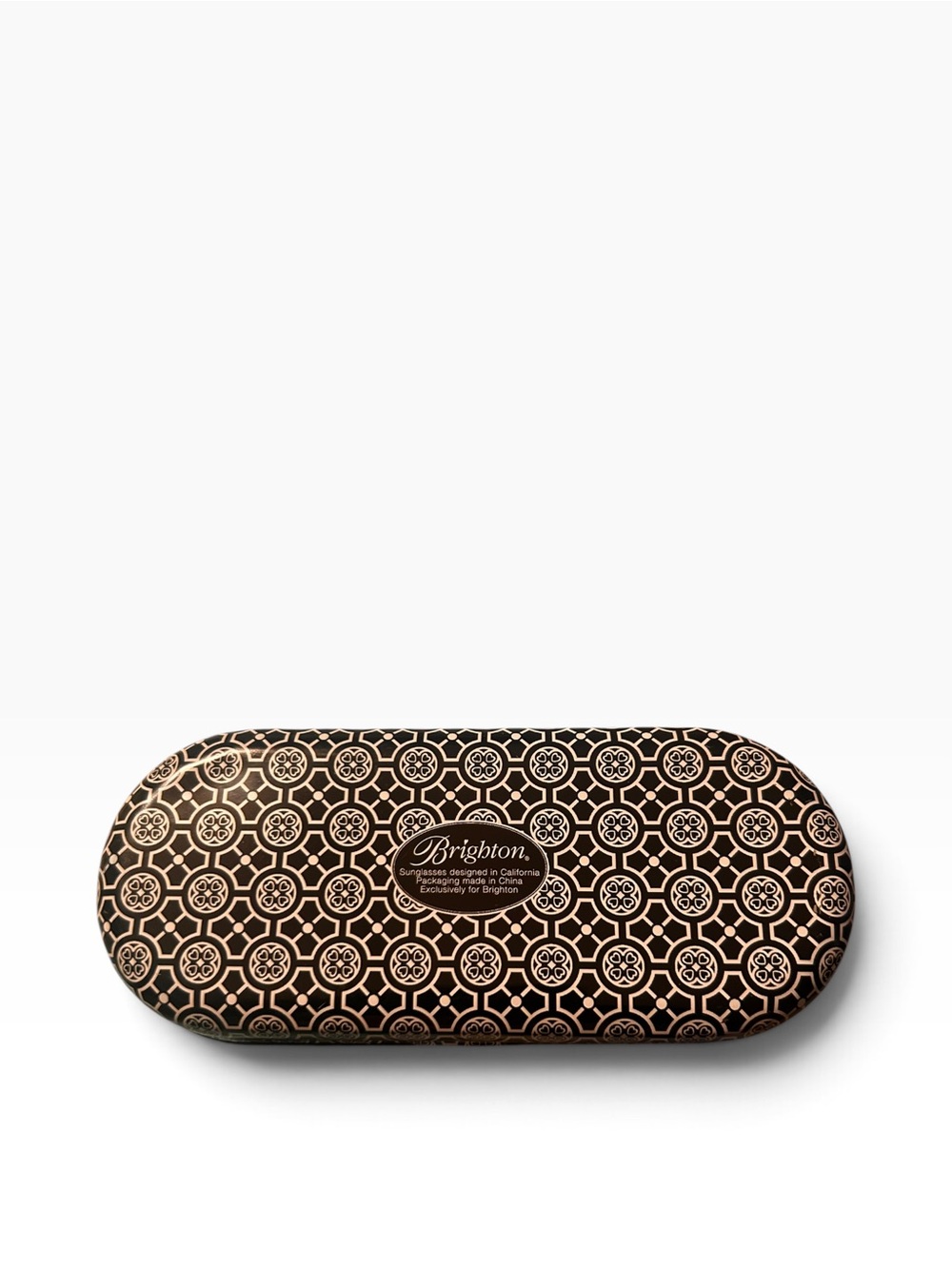Brighton Sunglasses Case Metal Tin Black/White Damask Print - Picture 3 of 3